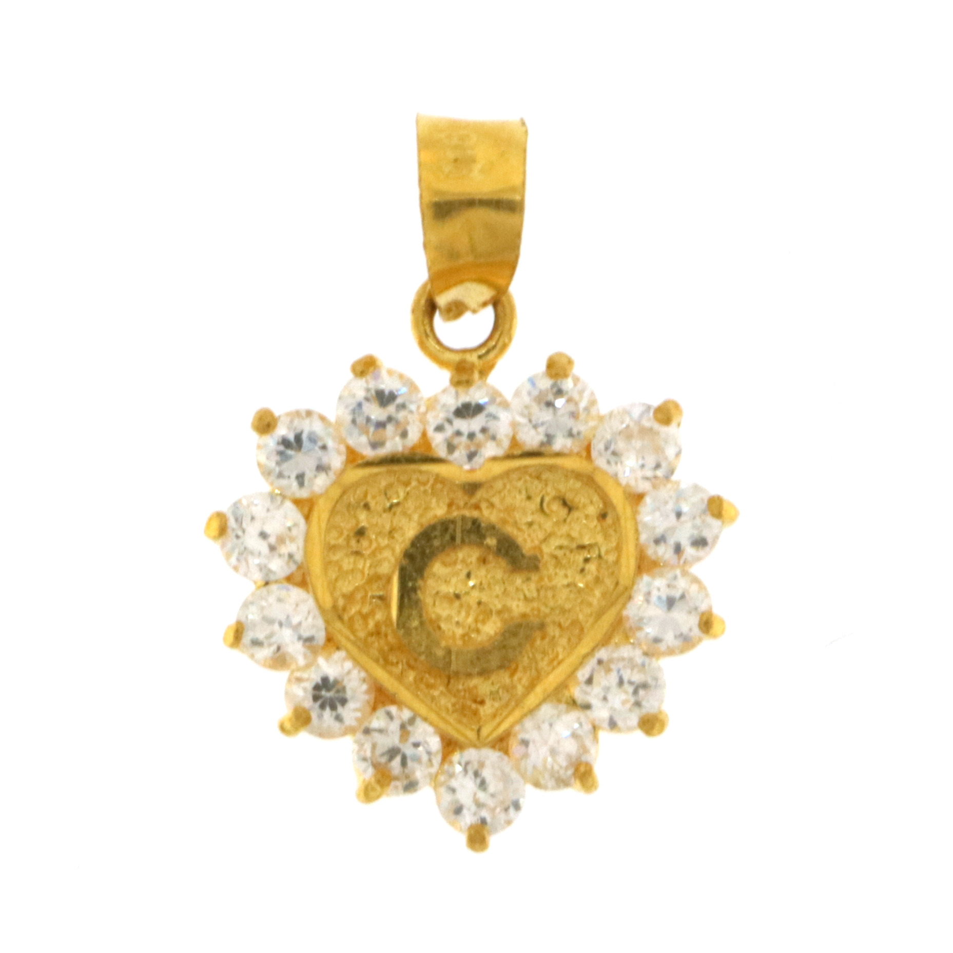 22ct Real Gold Asian/Indian/Pakistani Style 'C' Heart Pendant